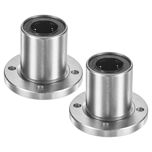 PATIKIL LMK16UU Linear Ball Bearings 16mm Bore Dia 28mm OD 37mm Long 4.5mm Hole, 2Pcs Round Flange Linear Motion Bushing Double Side Rubber Sealed Rod Liner Shaft for Machine 3D Printer - size: 16mm
