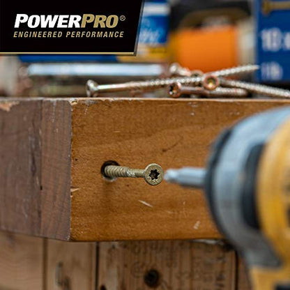 Power Pro Exterior Wood Screws, #8 x 2in, 3000 Pieces, Bronze - color: Bronze, size: #8 x 2"