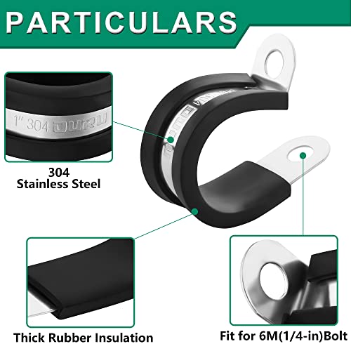 OURU 1-1/2 Inch Cable Clamps, Rubber Coated Insulated Clamps, 50pcs, 38mm - size: 50 PCS - 1-1/2 Inch