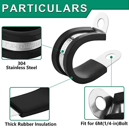 OURU 1-1/2 Inch Cable Clamps, Rubber Coated Insulated Clamps, 50pcs, 38mm - size: 50 PCS - 1-1/2 Inch