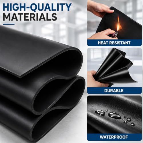 118"x40"x1/8" Solid Rubber Sheet, Black Neoprene Rubber Roll