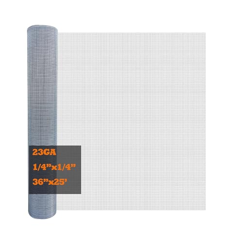 23GA Galvanized After Welding Hardware Cloth 36 in x 25 ft - 1/4 x1/4 inch Mesh - size: 36"x25'-1/4"x1/4" 23GA Galvanized