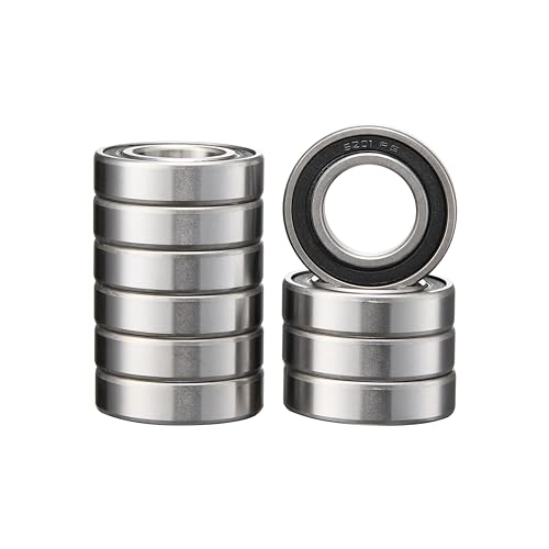 6201-2RS Bearing 10 Pack Double Sealed Deep Groove Ball Bearings,12x32x10mm,Pre-Lubricated for High RPM (RS, 6201) - size: 6201, style: RS