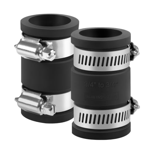 2 Pcs 3/4 IN Flexible PVC Pipe Coupling with Stainless Steel Clamps Fit 3/4 IN Nominal Pipes, Couplers for Plastic and Copper Pipe Plumbing Connections, Drain Repair, Dust Hose - size: 3/4 in