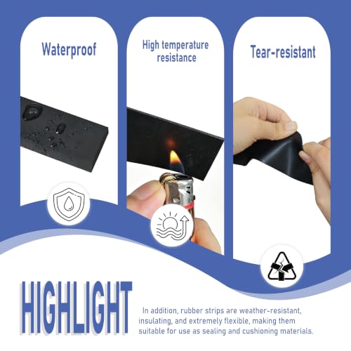 Rubber Strip with Adhesive Backing, 1/2" Wide x 1/16" Thick x 15FT Long - size: 1/2" Wide x 15FT