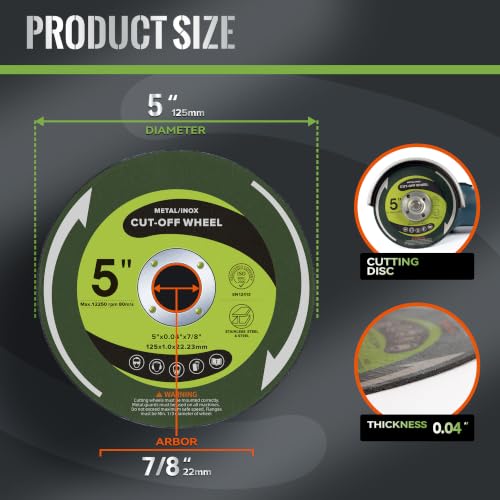 50 PCS Cut Off Wheels 5" x.040 x7/8" Cutting Discs for Angle Grinders 5 Inch Metal and Stainless Steel Cutting Wheel - style: 5 inch