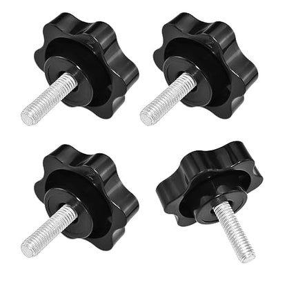 Aifeier ET 4 Pieces M8 x 20mm Star Hand Knob, Black Plastic Hex Shaped - size: M8 x 20 mm