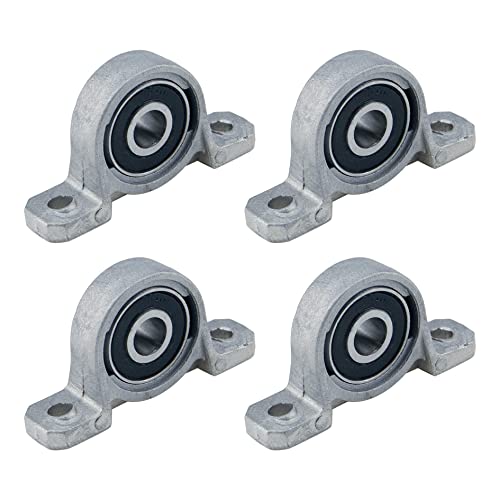 Pillow Block Bearing 4Pcs, 5/16" (8mm) ID Mounted Pillow Block Bearings, Vertical Zinc Alloy Steel Mounted Flange Bearing, Self Alignment, KP08 - size: 5/16"(KP08)