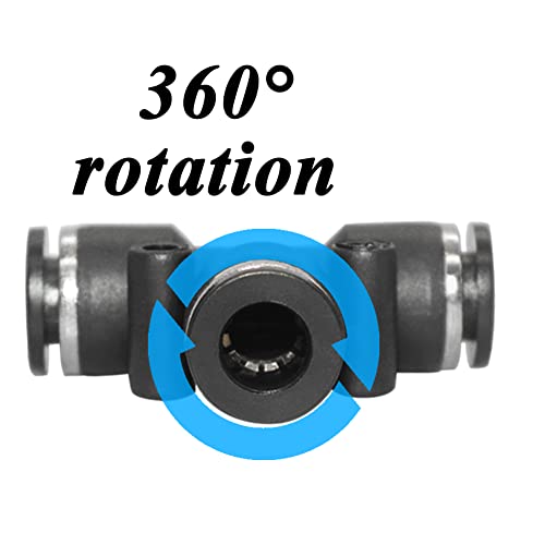 Pneumatic Tee Push to Connect Air Fittings 1/4" Tube OD PE-1/4 (Pack of 10) - size: 1/4" OD, style: Tee