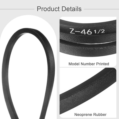 HARFINGTON Z-46 1/2 Z Type V-Belt 1180mm/46.5" Inner Length x 0.39" Width x 0.24" Height, Z-Type Closed-Loop Rubber Transmission Belt - size: Z-46