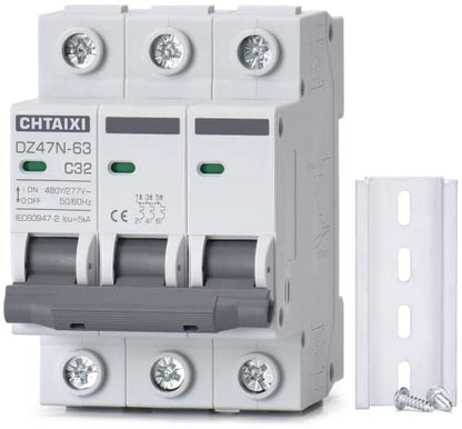 AC Miniature Circuit Breaker, 3 Pole 480V 32 Amp - style: 32 Amp