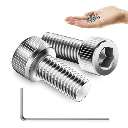 Mywish (100Sets) M3 Screws, M3 x 8mm Socket Head Cap Screws Bolts, 304 Stainless Steel Allen Socket Hex Drive Bolts, Bright Finish Screw Kit with Nuts and Washers & Hex Spanner - size: M3 x 8mm