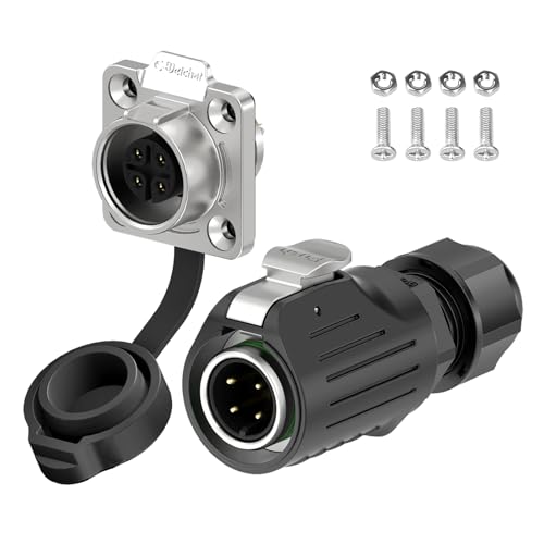 EW-LP16 Industrial Waterproof Connector IP68 Quickly Plugging Aviation Connector Anti-Interference Circular Connector Fast Release Electrical Connector M16 2-9 Pin Flange Socket (4 Pin) - color: Flange Socket/Metal, size: 4 Pin
