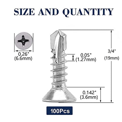 #6 x 3/4" Sheet Metal Screws 100Pcs 410 Stainless Steel Flat Head Fast Self Tapping Screws by SG TZH - size: #6 x 3/4"
