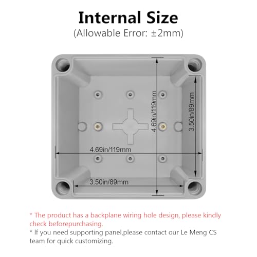 LeMotech Junction Box IP67 Waterproof Dustproof ABS Plastic Project Box for Electrical Outdoor Enclosure Gray 4.9 x 4.9 x 3.9 inch (125 x 125 x 100 mm) - size: 4.9" x 4.9" x 3.9" (1pc)