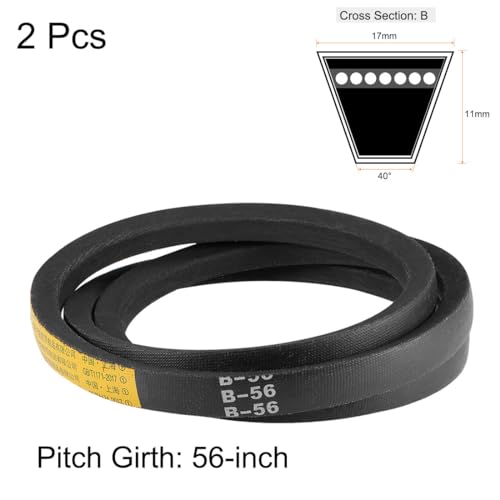 uxcell B56 V-Belts 56" Pitch Length, B-Section Rubber Drive Belt 2pcs - size: 56"