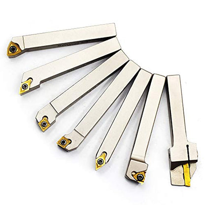 OSCARBIDE 3/8" Shank Nickel Plated 7-Piece Indexable Lathe Tool Holder Set