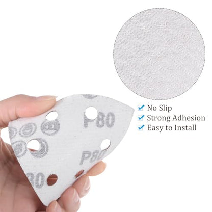 50pcs Mouse Sander Detail Sandpaper 80Grit 3-1/2" Triangle - size: 80 grit