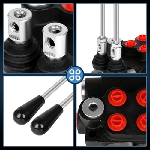 Hydraulic Flow Control Valve, 2 Spool 11 GPM G Ports Hydraulic Directional Control Valves Adjustable Relief Double Acting Parallel Center Tractor Loader W/Small Tractors/Tanks Loaders Log Splitters - size: 2 Spool 11 GPM