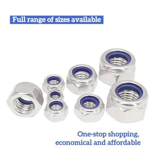 367 Pcs M3*0.5 Nylon Insert Lock Nuts, 18-8(304) Stainless Steel Machined, DIN985 Compliant, Nylon LockNuts Self-Locking Anti-Vibration for US Industrial Automotive Mechanical Construction - size: M3 367pcs, style: Metric