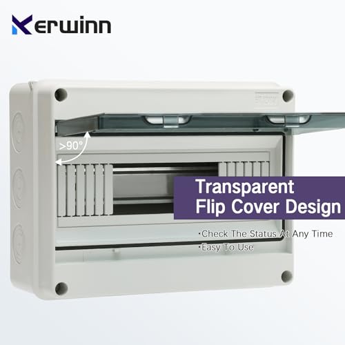 12 Way Distribution Protection Box,ABS/PC Alloy Plastic Transparent Cover Circuit Breaker Box IP66 Waterproof Distribution Box with DIN Rail and Waterproof Connector - size: HT-12