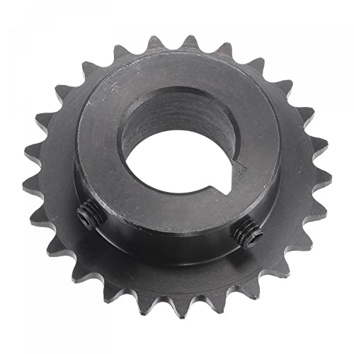 uxcell 25 Tooth Roller Sprocket B Type, #25 Chain, Single Strand 1/4" Pitch, 19mm Bore Black Oxide C45 Carbon Steel, Keyway with Set Screws for ISO 04C - size: 19mm