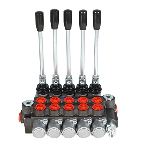 findmall 5 Spool 13GPM Hydraulic Control Valve 3600PSI SAE Ports Double Acting Hydraulic Directional Control Valve for Tractors Loaders Tanks