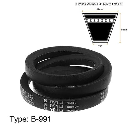 HARFINGTON B-991 V-Belts, 991mm(39") Li, 17mm W, Rubber Drive Belt - size: 991mm
