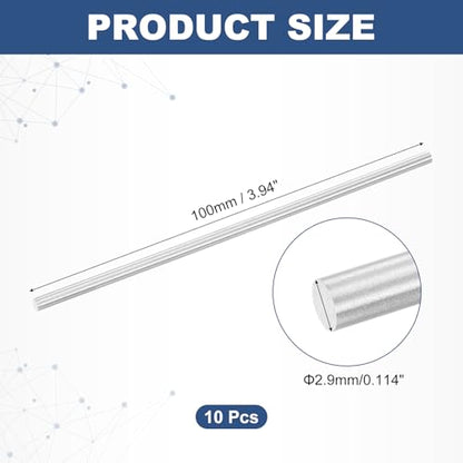 uxcell 10Pcs Round Steel Rods, 2.9mm x 100mm High Speed Steel (HSS) Aluminium Rod Steel Bar for Shaft Gear Drill Lathes Boring Machine - size: 2.9mm x 100mm