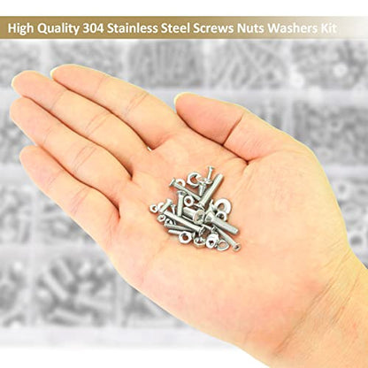 1285 Pieces M2 M2.5 M3 M4 Phillips Countersunk Head Machine Screws Nuts Washers Assortment Kit, 304 Stainless Steel, Fully Machine Thread - size: M2 M2.5 M3 M4, style: Phillips Countersunk Head