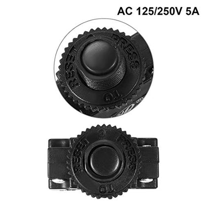 uxcell 5Pcs Thermal Overload Protector AC 125/250V 5A Push Button Reset Circuit Breaker