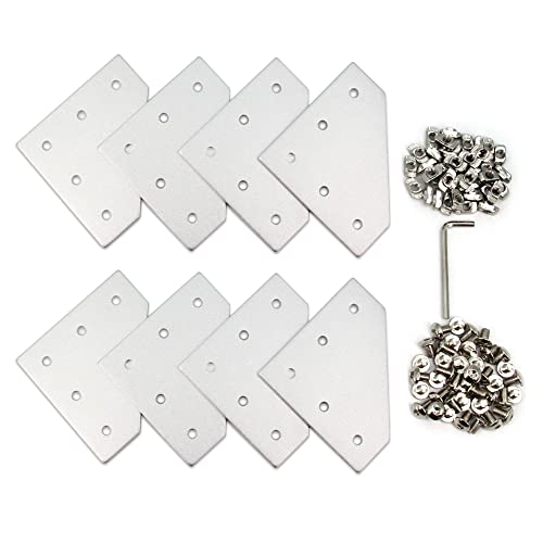 8PCS Corner Bracket Plate Outside Joining Plate for 3030 Series Aluminum Profile 3D Printer Frame (L-Silver-3030) - style: L-Silver-3030