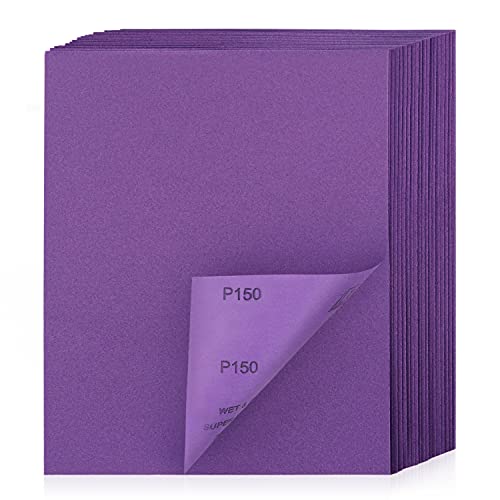POLIWELL 150 Grit Sanding Sheets 20 PCS 9 x 11 Inch Purple Alumina - style: 150Girt