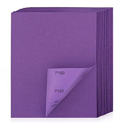 POLIWELL 150 Grit Sanding Sheets 20 PCS 9 x 11 Inch Purple Alumina - style: 150Girt