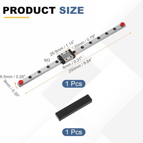 uxcell MGN9 250mm Linear Sliding Rail Guide Linear Motion Guideway - size: 250mm