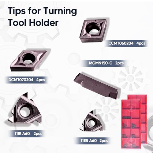 Indexable Lathe Turning Tools 21pcs Kit，3/8" 10mm Shank - style: 7pcs 3/8" 10mm Shanks +14pcs Inserts