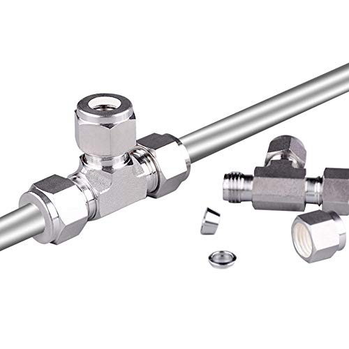 Beduan Pneumatic Stainless Steel 1/2" Compression Fittings Tee Let-Lok Adapter Tube Connector - size: 0.5 Inch