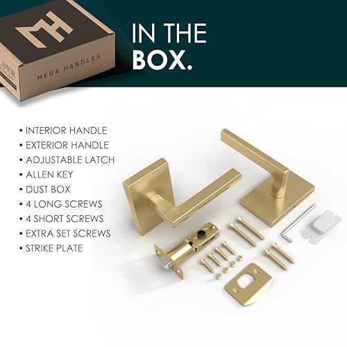 Passage Door Handle Satin Brass, 1 Pack - Glamor Modern Lever, Gold Finish - color: Satin Brass
