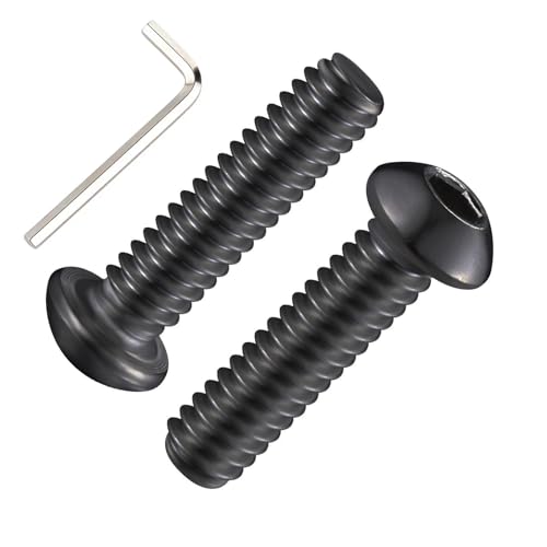 Wensilon (50Pcs) 1/4-20 * 1 Button Head Socket Cap Bolts Screws, 304 Black Stainless Steel, Allen Hex Drive, Bright Finish, Fully Machine Thread - color: Black, size: B 1/4-20*1