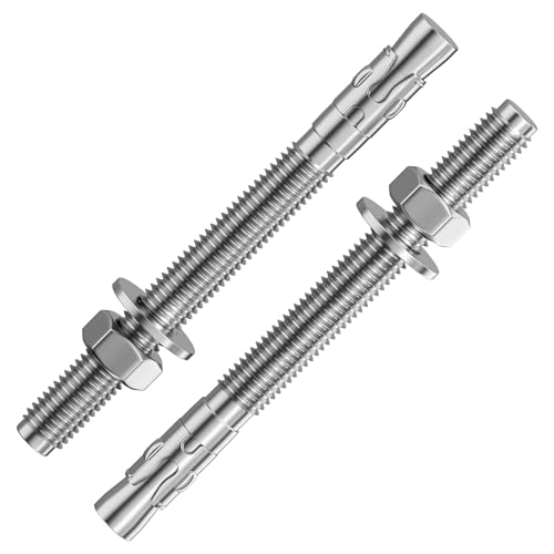 Wensilon 30Pcs 1/2x6 Inch Standard Fasteners for Heavy-Duty 304 Stainless Steel Wedge Anchors for Cement and Concrete - size: 1/2x6"