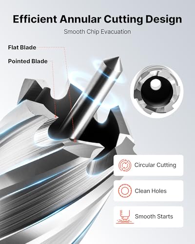 VEVOR Annular Cutter Set, 13 pcs Universal Shank Mag Drill Bits Kit, 2" Cutting Depth, 7/16" to 1-1/16" Cutting Diameter, HSS, 11 Drill Bits with 2 Pilot Pins, Plastic Case, for Magnetic Drills, Steel - size: 7/16" - 1-1/16" * 2"(Universal)