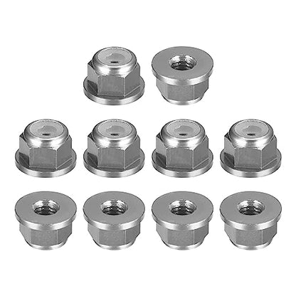 uxcell Nylon Insert Hex Lock Nuts, 10pcs - M3 x 0.5mm Aluminum Alloy Self-Locking Nut, Anodizing Flange Lock Nut for Fasteners (Titanium Gray) - size: M3 x 0.5mm