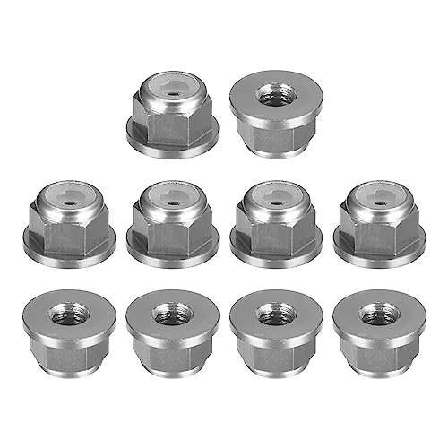 uxcell Nylon Insert Hex Lock Nuts, 10pcs - M3 x 0.5mm Aluminum Alloy Self-Locking Nut, Anodizing Flange Lock Nut for Fasteners (Titanium Gray) - size: M3 x 0.5mm