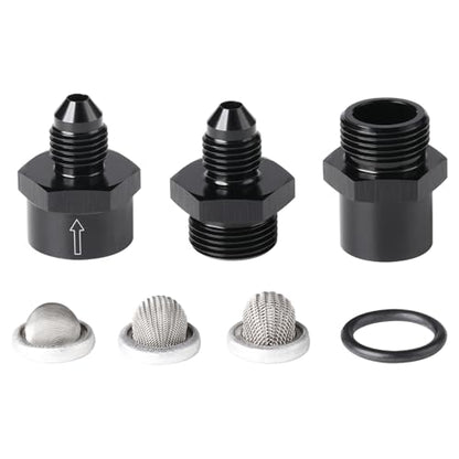 3AN Inline Fuel & Oil Feed Filter Set with 30 80 150 Micron Elements Aluminum Black - size: 3AN