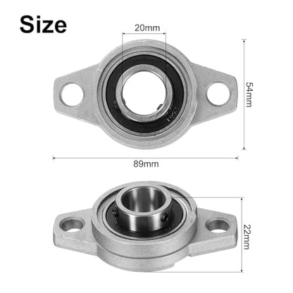 uxcell 2pcs KFL004 Pillow Block Bearings 20mm Bore Bearing Units Zinc Alloy Flange Mounted Bearing Housing, P6(ABEC3) - size: KFL004