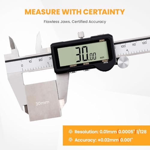 HARDELL Digital Caliper 6 Inch, Rechargeable Calipers, One-Key Reset
