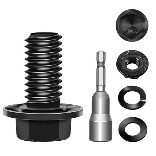 (10Sets) M8 Bolt x 16mm Flanged Hex Head Bolts, External Flange Hex Drive M8 Screws, Class 10.9 Black Zinc Plated Alloy Steel Metric M8x1.25 Bolts Kit - color: Black-M8, size: 16mm
