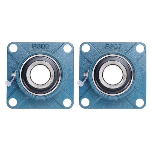 uxcell 2 Pcs UCF-207-20 Pillow Block Bearings 1-1/4 Inch Bore Self Alignment Chrome Steel Bearing Units, 4-Bolt Square Flange Mounted, Solid Base - size: UCF-207-20