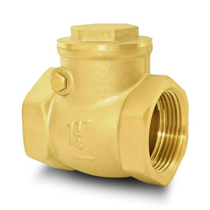 1-1/4" NPT Horizontal Swing Check Valve Brass Heavy-Duty Female Thread DN32 - size: 1 1/4 inch