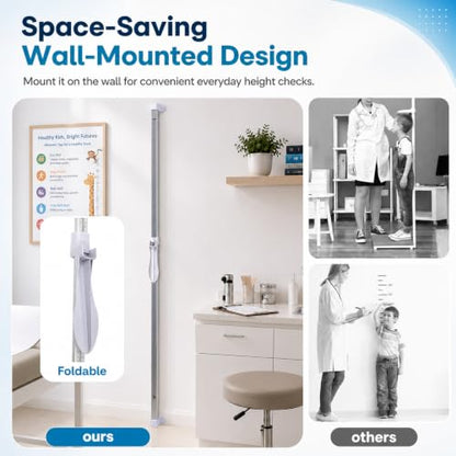 Wall Mounted Stadiometer Height Measuring Tool 20-210cm for Kids Adults - size: 8–83 in